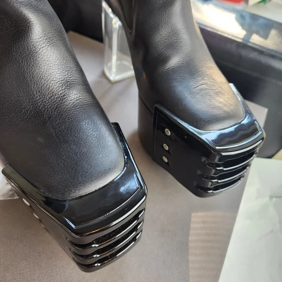 RICK OWENS GRILL KISS LEATHER BOOTS IN BLACK size 40.5 BNWB floor model - Picture 6 of 13